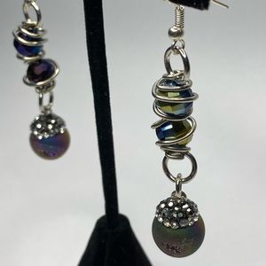 Handcrafted iridescent beaded earrings